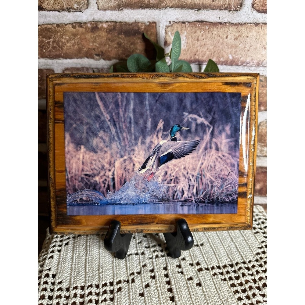 Vintage Mallard Duck Flying Wood Resin Wall Plaque Cabin Decor 8.5x6.5"